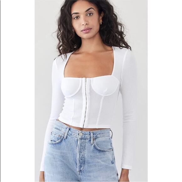 Jonathan Simkhai Standard Shay rib bustier corset top white size xs - Picture 1 of 8